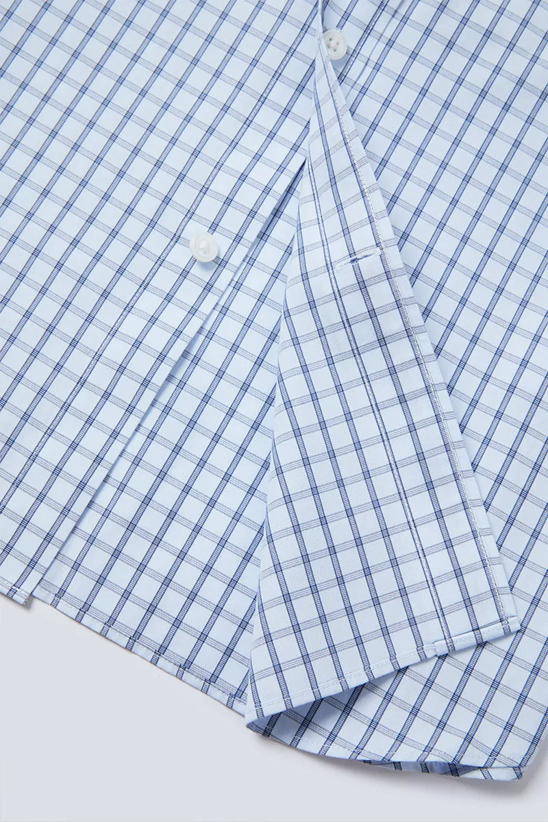 Wrinkle-Free Poplin Dress Shirt | Light Blue Check 15026N