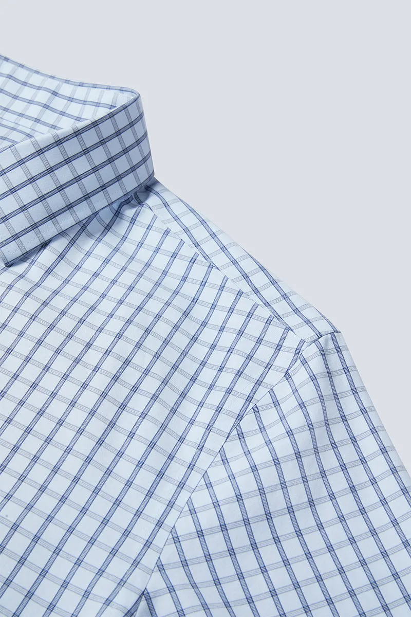 Wrinkle-Free Poplin Dress Shirt | Light Blue Check 15026N