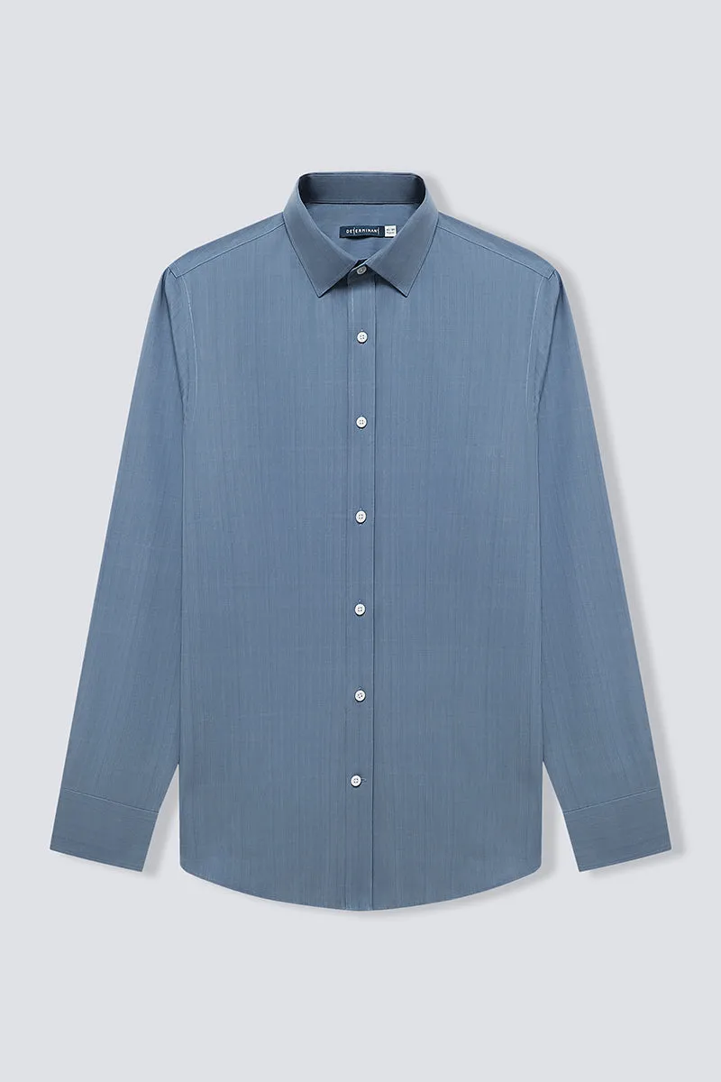 Wrinkle-Free Poplin Dress Shirt | Mid Blue Semi Plain 28514N