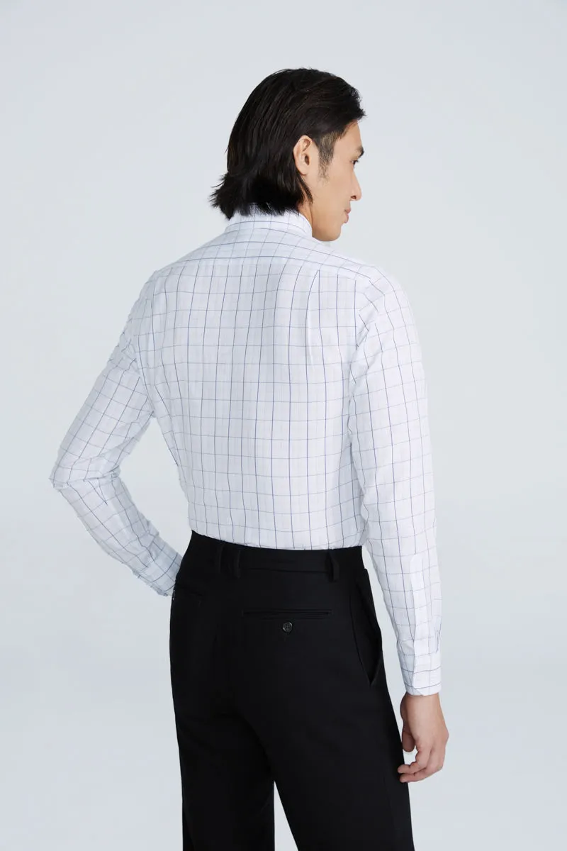 Wrinkle-Free Poplin Dress Shirt | White Multi-Check 15027N