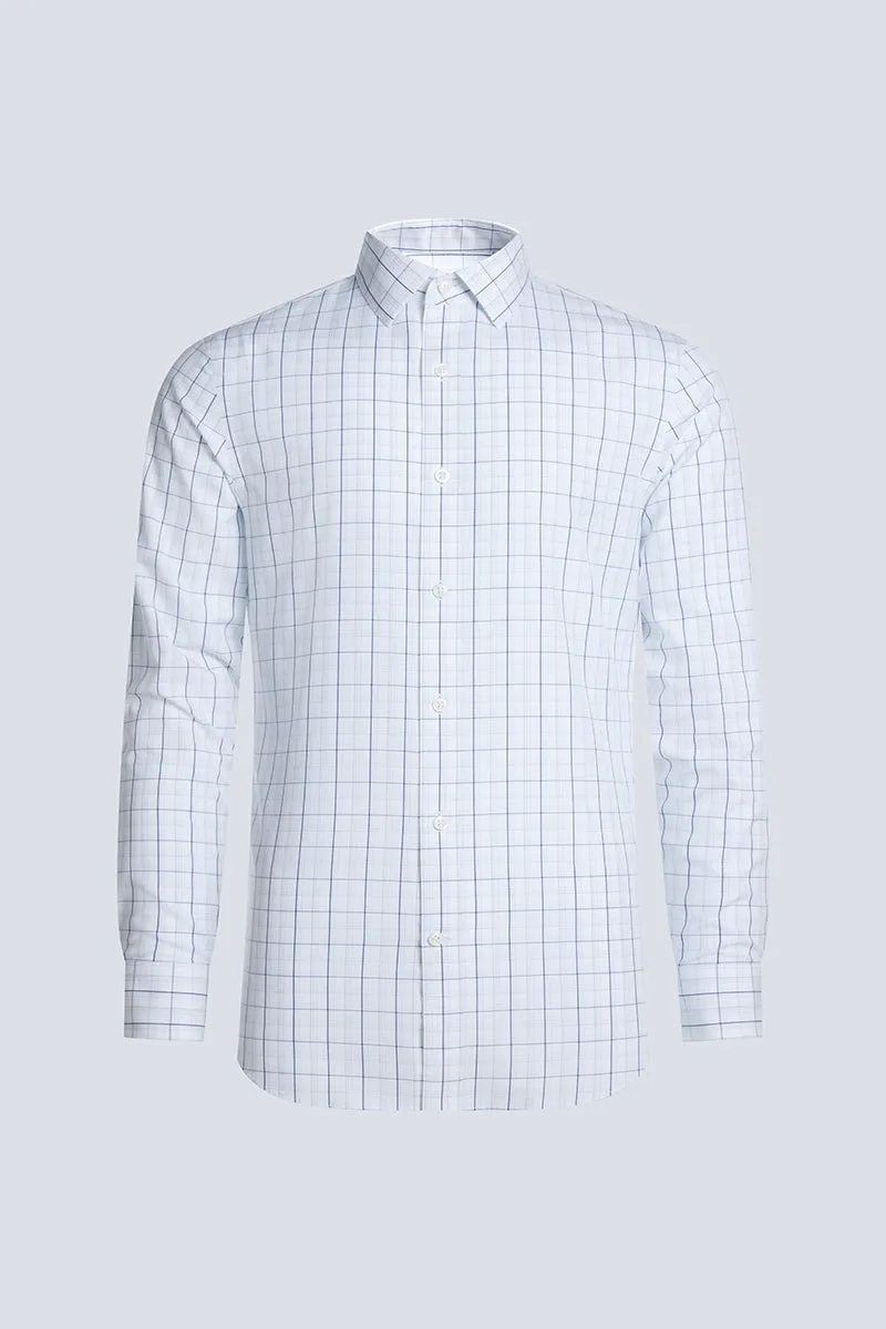 Wrinkle-Free Poplin Dress Shirt | White Multi-Check 15027N