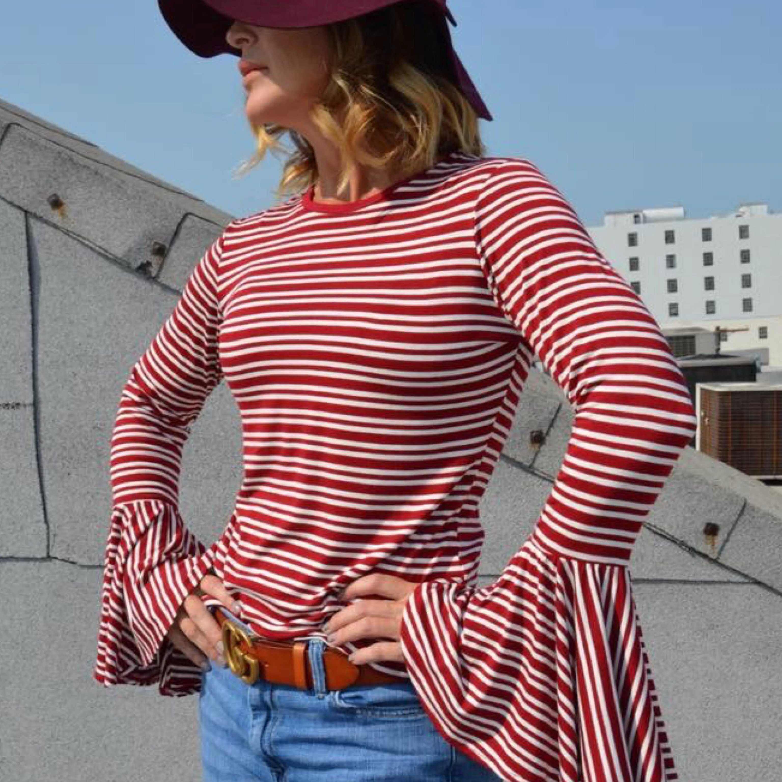 Your Favorite Boho Striped Bell Sleeve Top