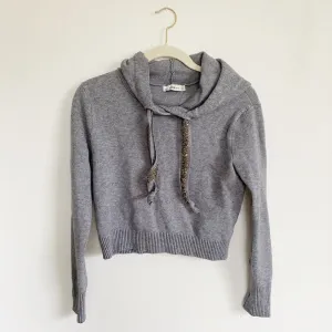 ZARA Knit Cropped Hooded Sweatshirt Small